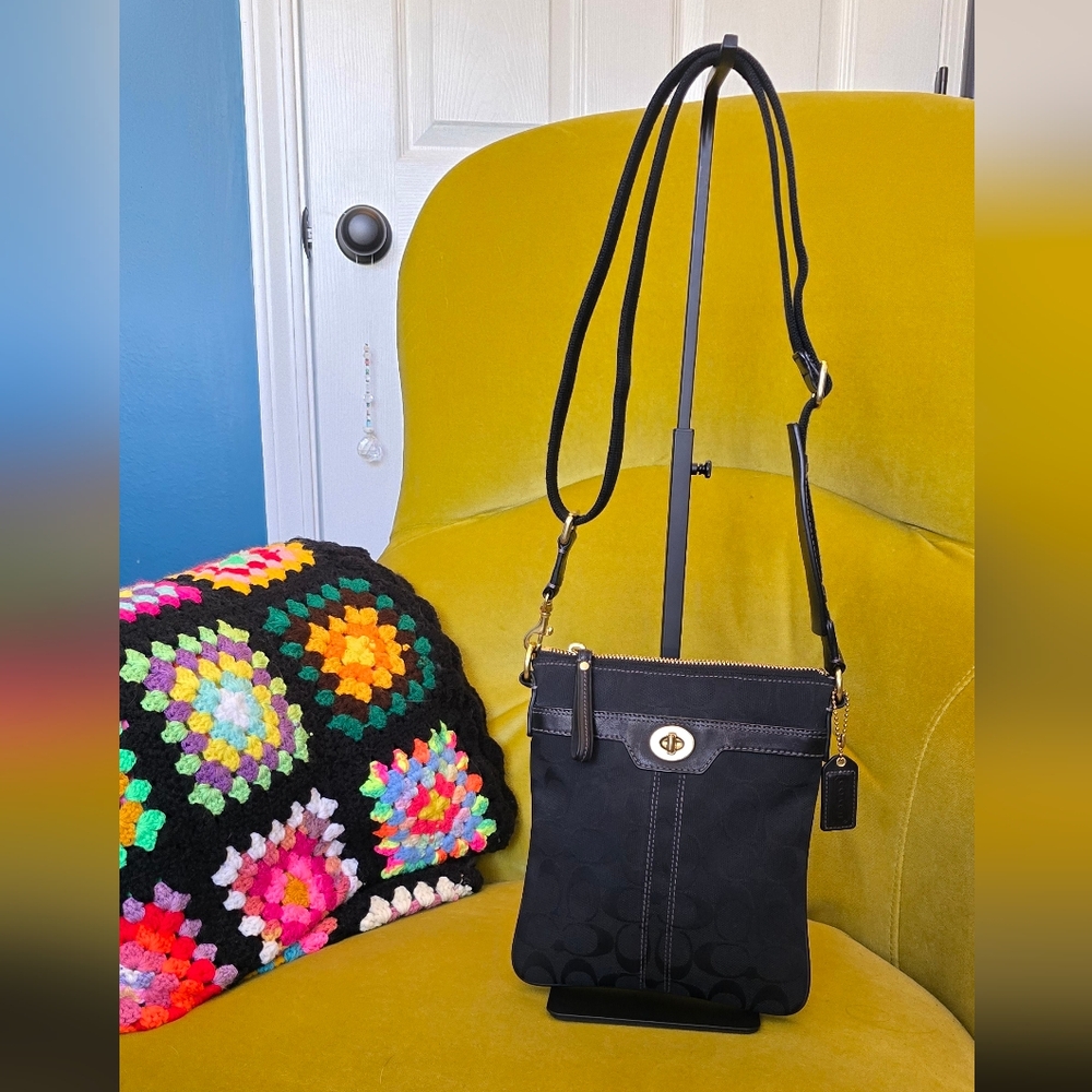 Coach Black Crossbody Bag with Gold Accents